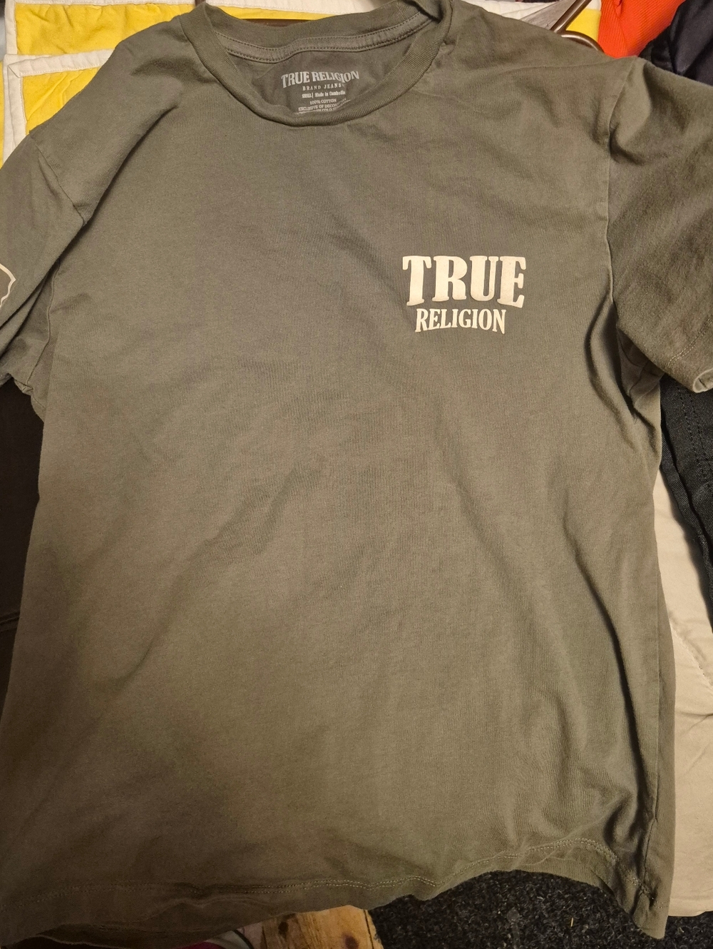 Nwot True Religion Olive Crewneck Logo Short Sleeve Tee Small Unisex
